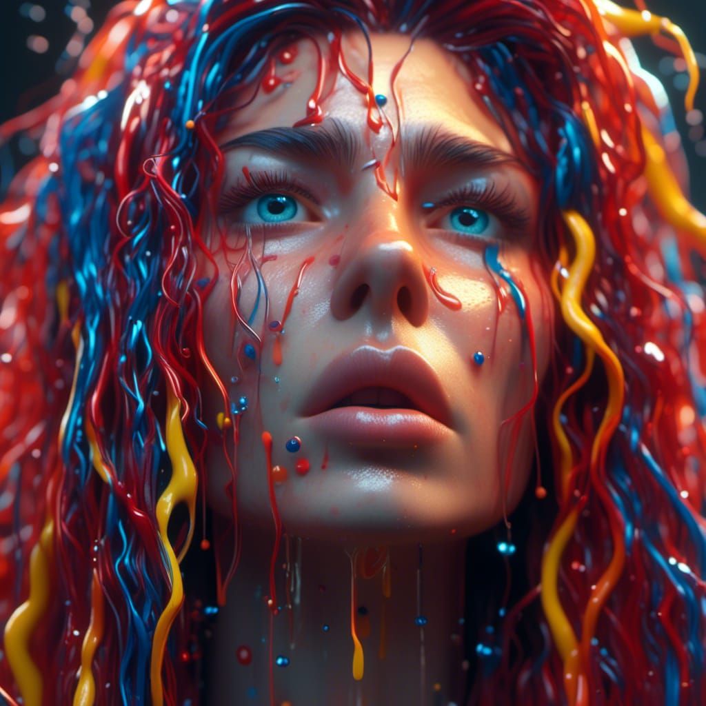 Hyperrealistic 3D Portrait of a Tired Woman