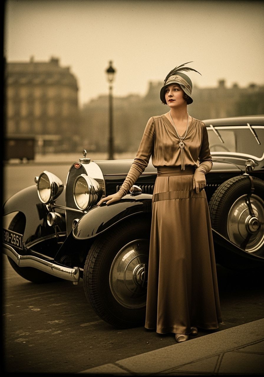 Stylish Woman in 1930s Paris, Autochrome Photography