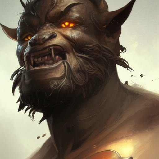 Fierce Orc Warrior Portrait in Detailed Style
