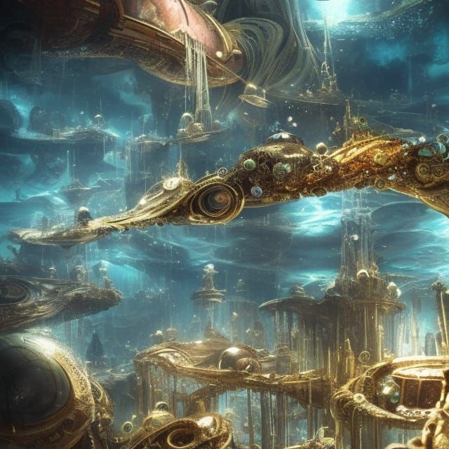 Underwater Bubble City: A Maximalist Digital Painting