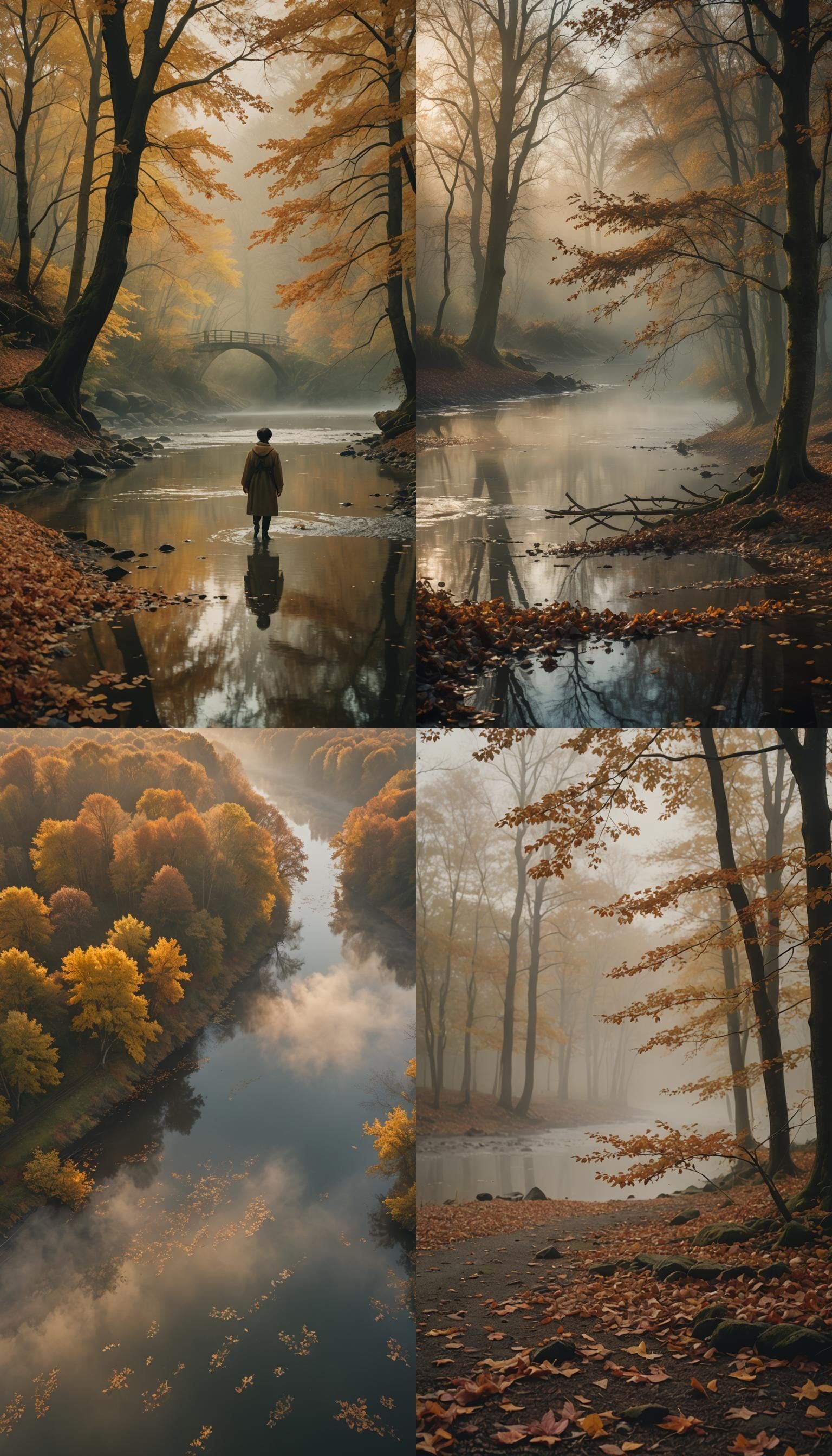 Misty Autumn River: Cinematic Film Still