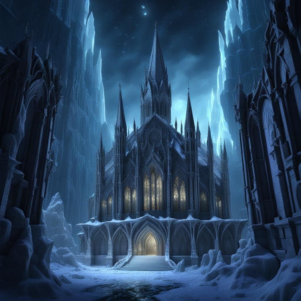 Glowing Ice Palace and Gothic Cathedral