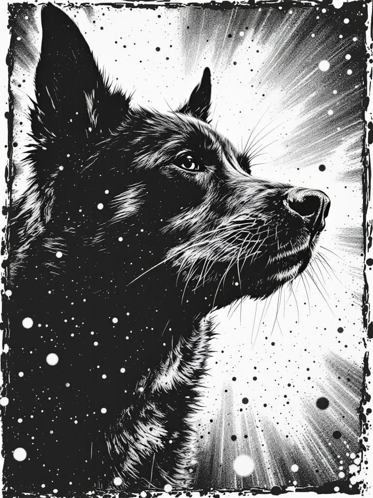 Dog in Sun with Warhol & Longo Style