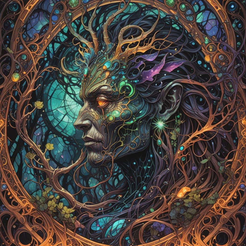 Animalic Demon Conjuring Dark Magic in Ancient Forest