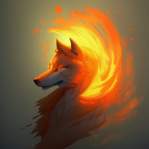 Pixel Art Fire Wolf in Dynamic Lighting