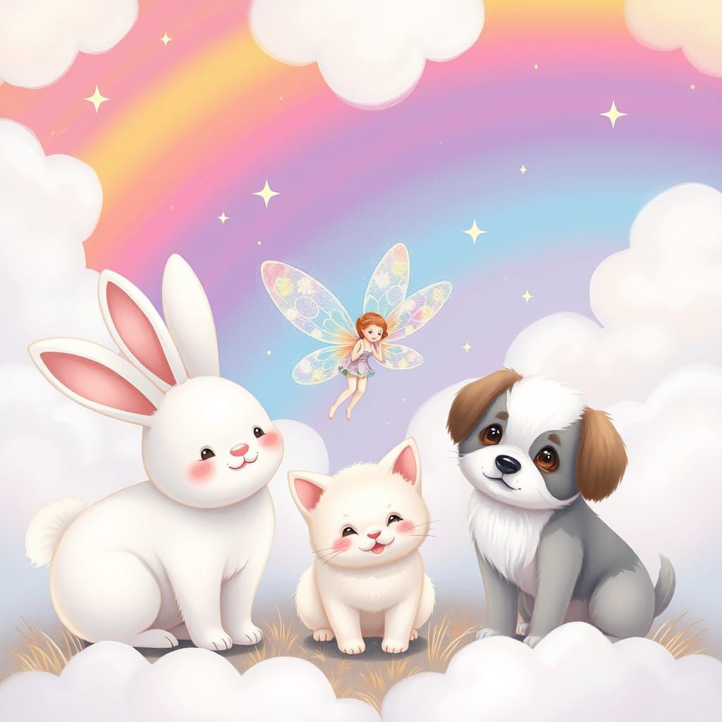 Whimsical Fairy Gathering in Pastel Colors