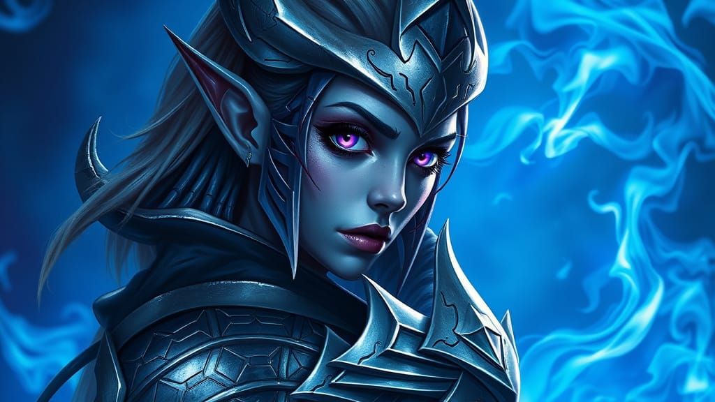 Drow Dark Elf Warrior in Hyperrealistic Style