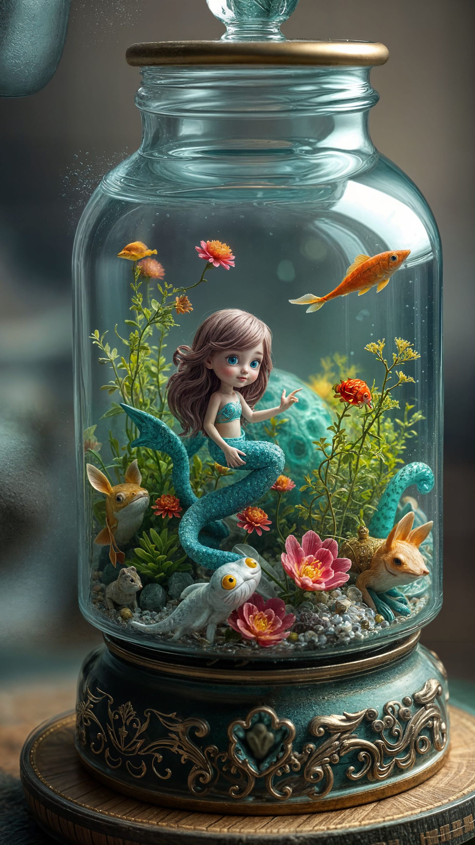 Whimsical Underwater Kingdom in Glass Jar