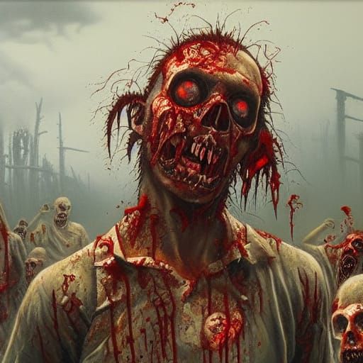 Zombie Apocalypse: Blood and Ruin in Oil Painting