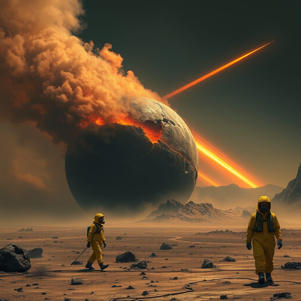 Cosmic Catastrophe: Comet Crash Site in a Futuristic Wastela...