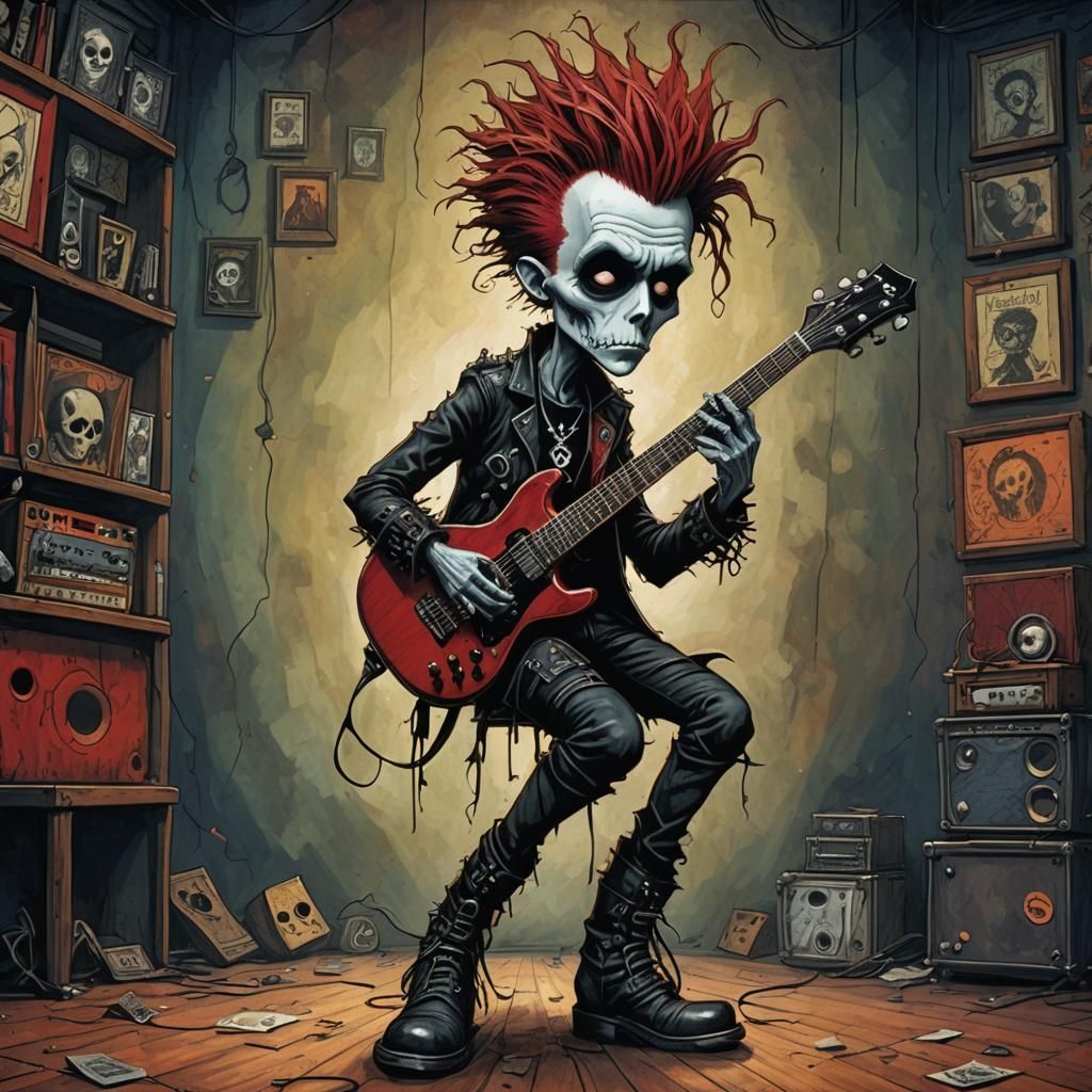 Punk Rocker Portrait in Comic Book Style