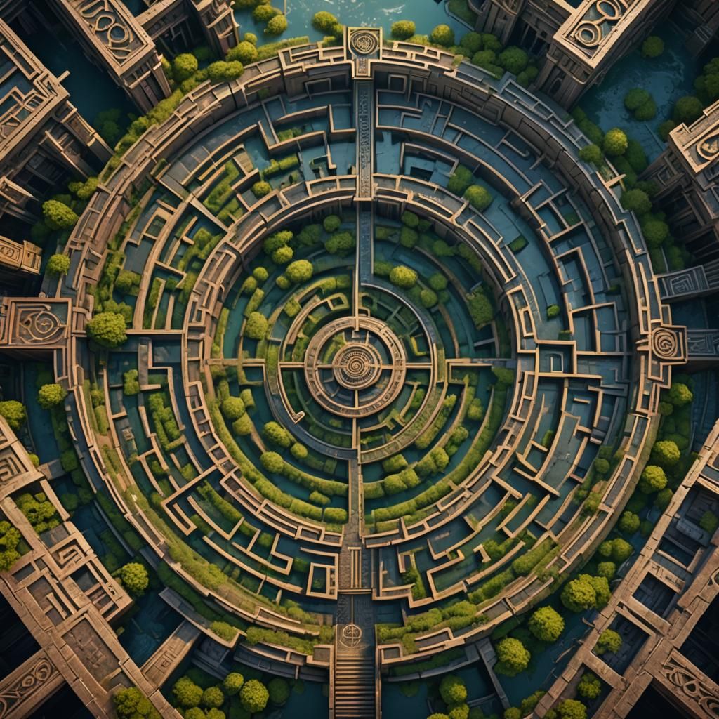 Fantastical Maze Center in Detailed Matte Painting