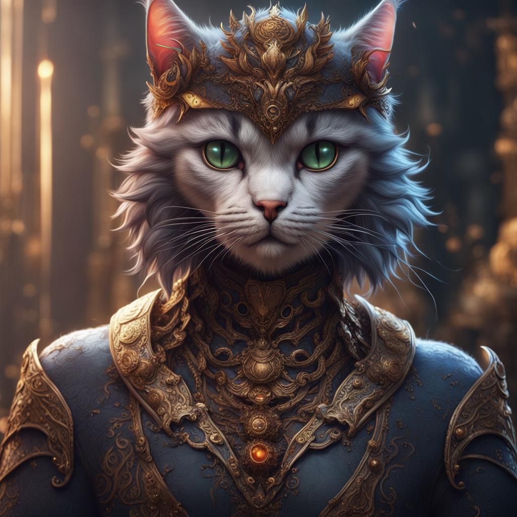 Half Human Half Cat Detailed Matte Painting