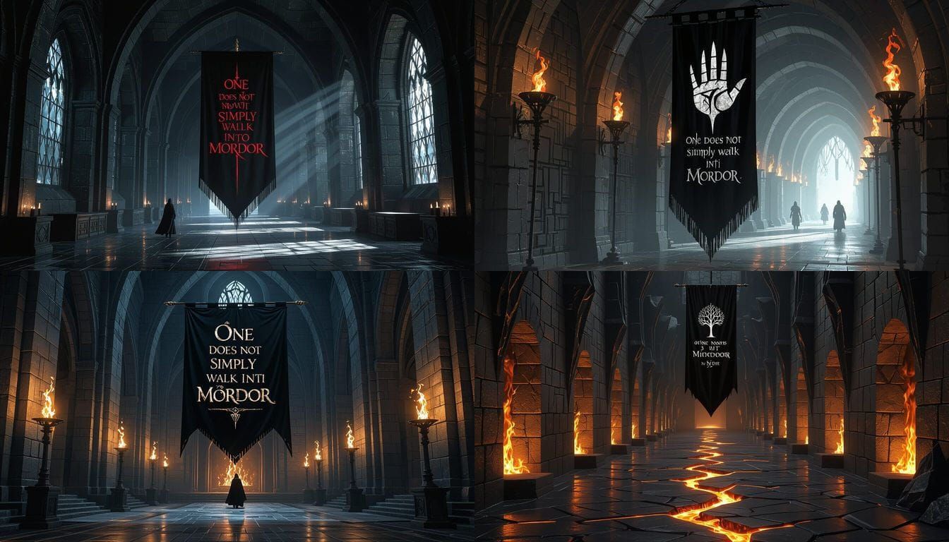 Lord of the Rings Hallway with Black Speech Banner
