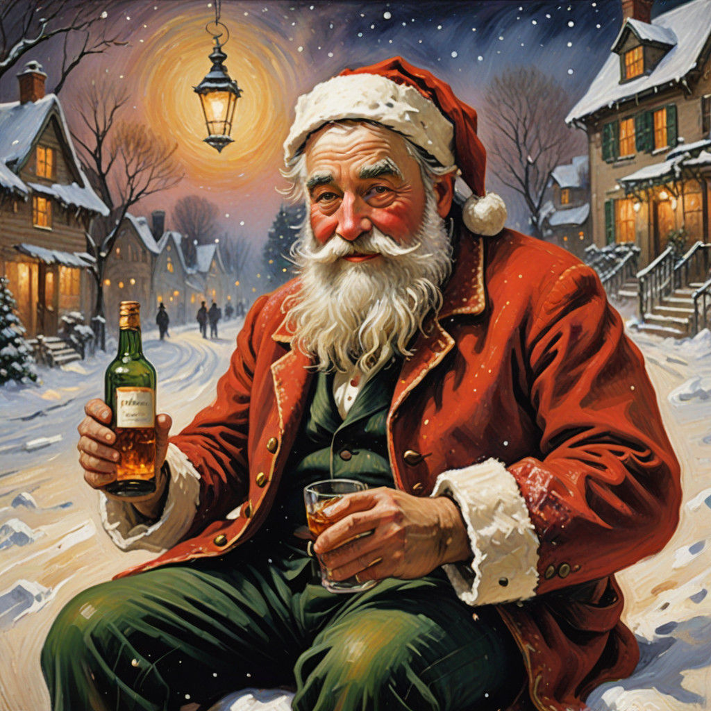Warm Golden Lighting Santa in Snowy Whimsy