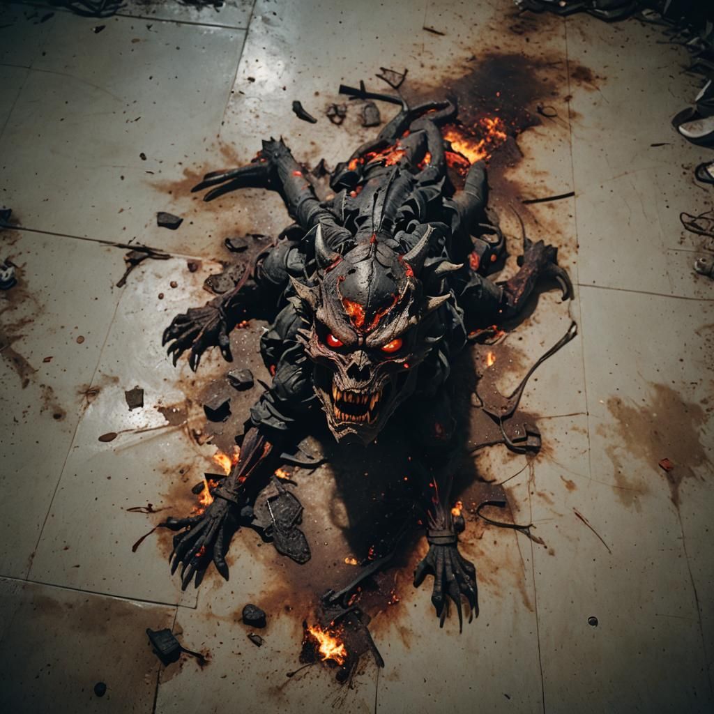 Destroyed Demon in Cinematic Film Still