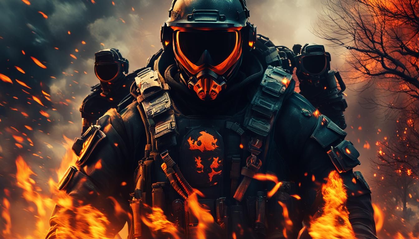 Fiery Skull Mask Figure in Combat Suit