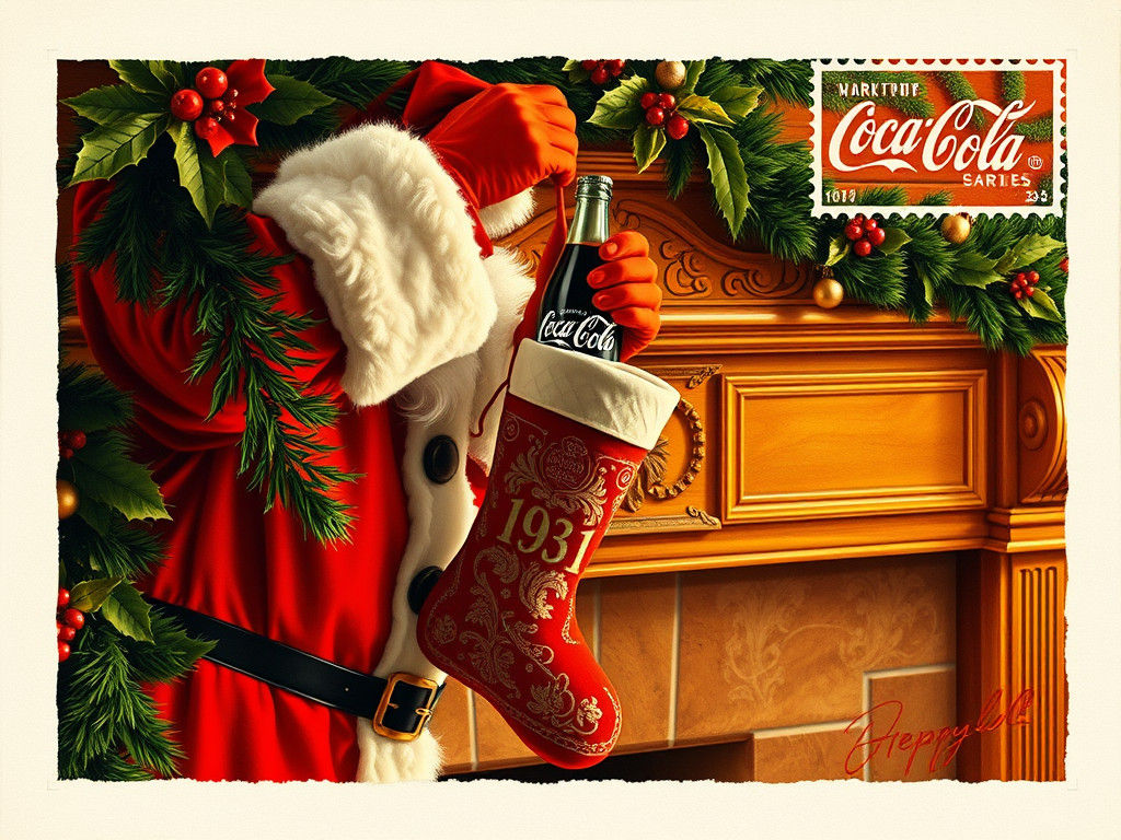 Santa Claus Coca-Cola Christmas Stocking in Sundblom Style