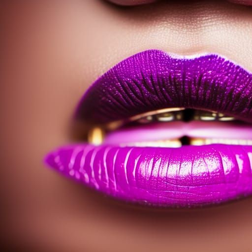 Purple Lipstick Close-Up: Hyperdetailed Beauty Photography