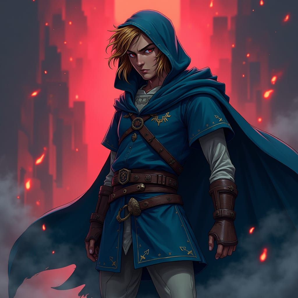 Dark Link in Anime Style with Ominous Aura