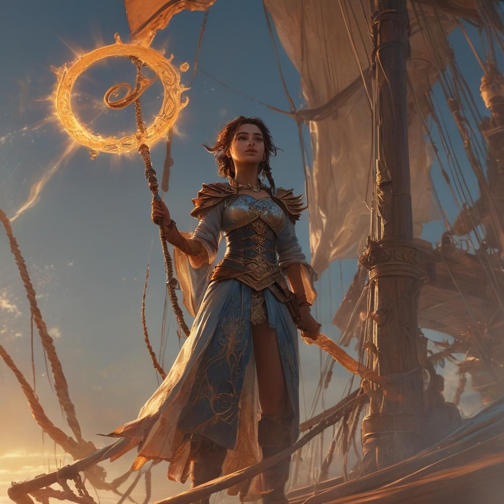 Alina the Sun Summoner Concept Art on Ship