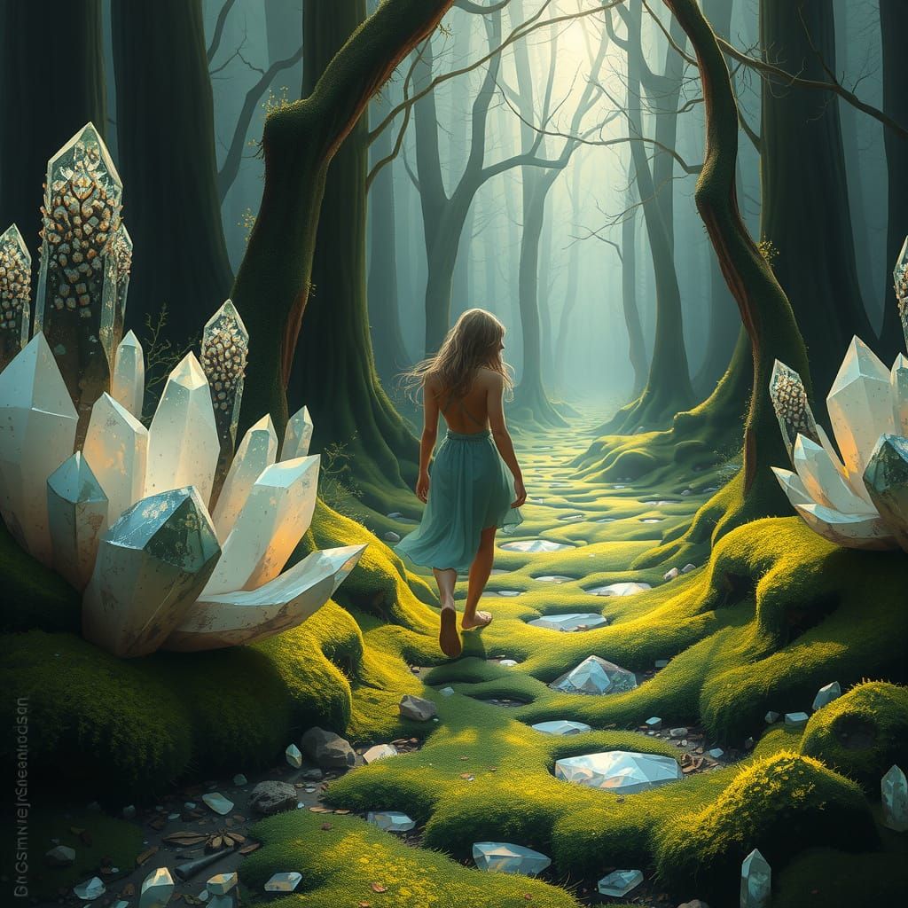 A Mystical Forest Pathway in Whimsical Watercolor Style