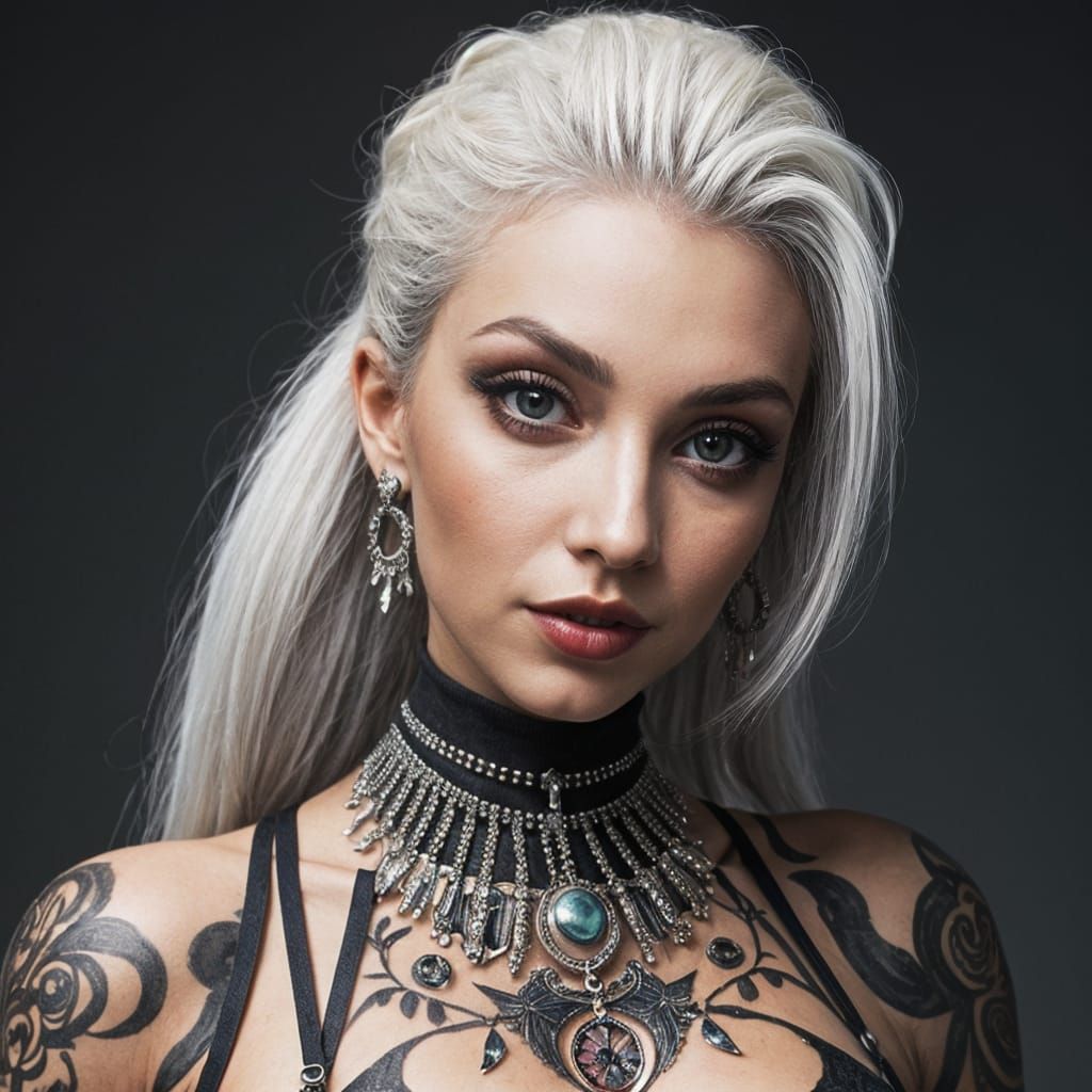 Lady with Pierced Body Art in Distinctive Style