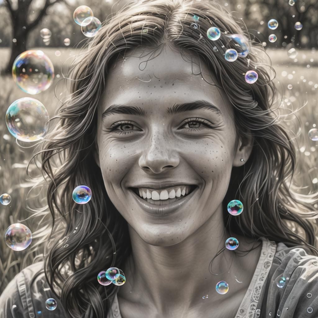 Radiant Woman in Meadow: Charcoal Drawing in Giacometti Styl...