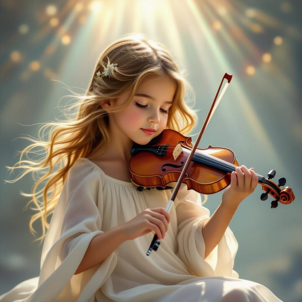 Ultra-Realistic Portrait of a Girl Playing Violin