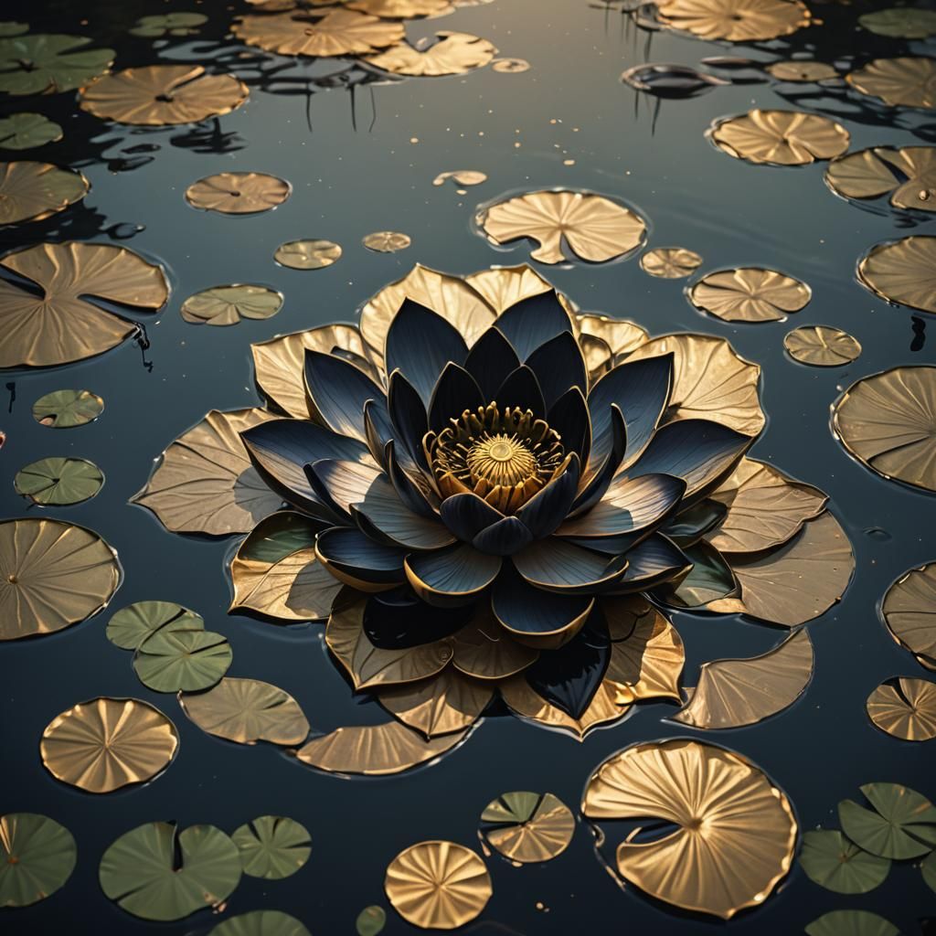 Golden Edged Black Lotus Fantasy Art