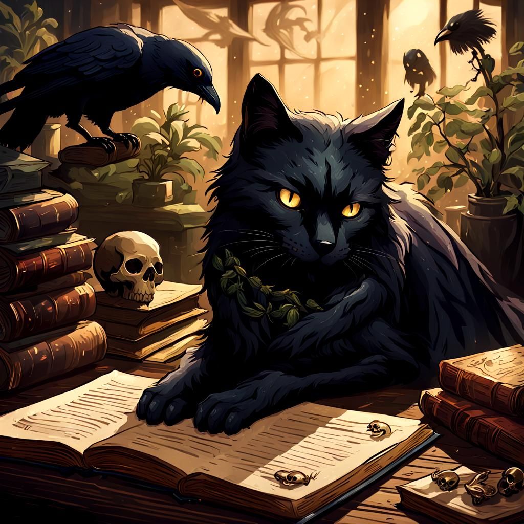 Elegant Occult Study in Dark Academia Style