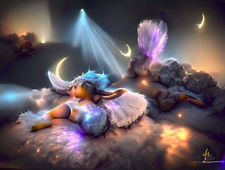 Sleepy Celestial Fairy in Volumetric Lighting