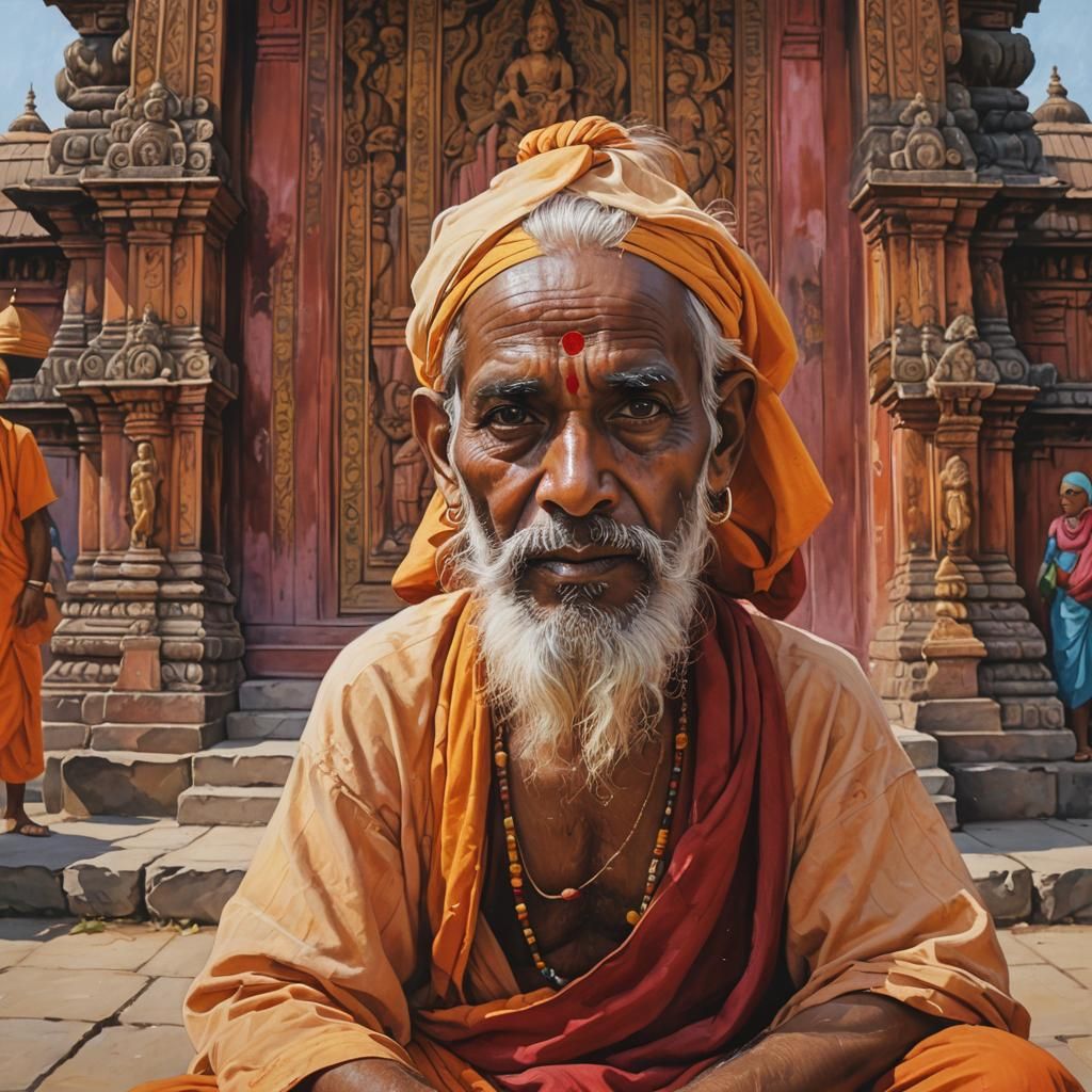 Photorealistic Portrait of Indian Holy Man