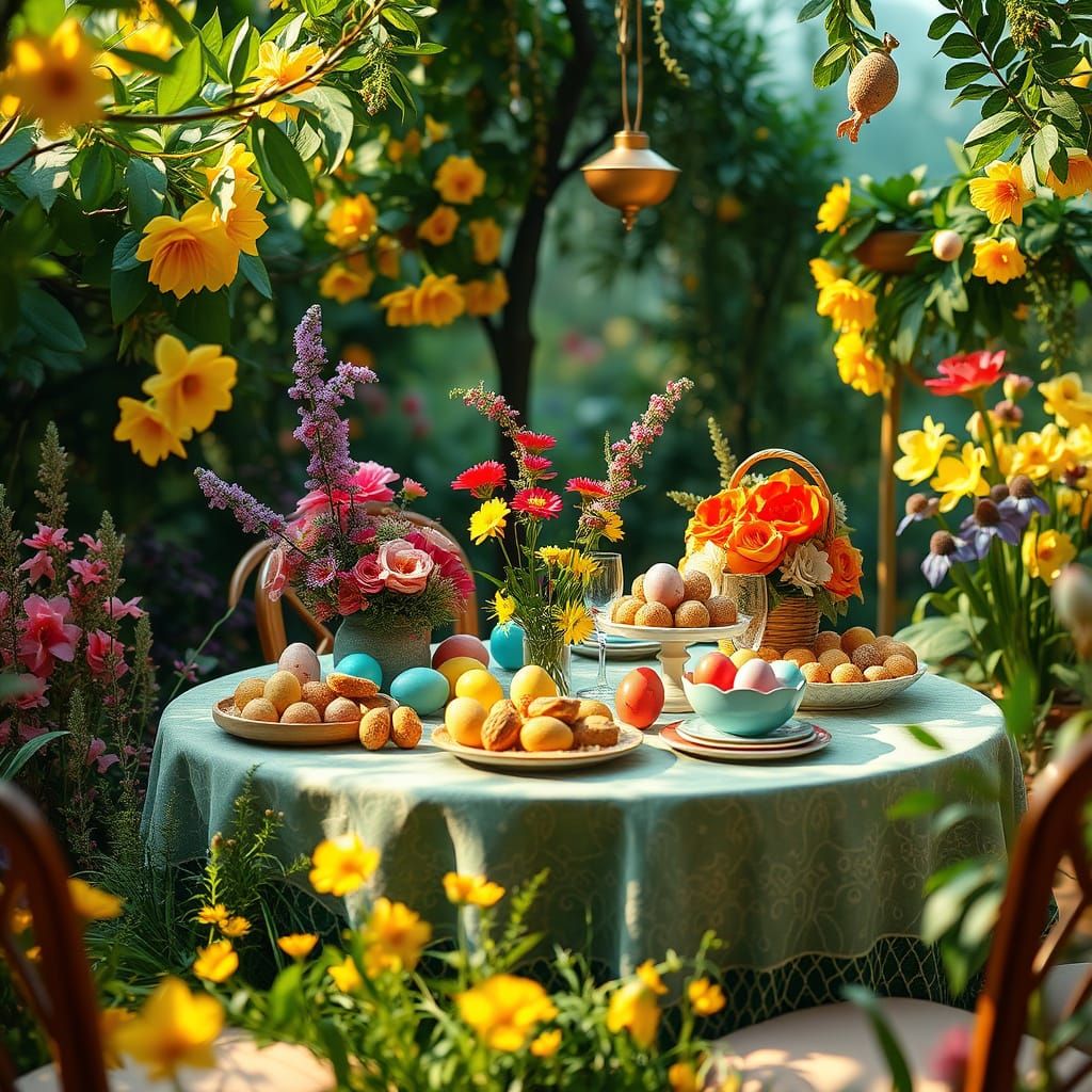 Vibrant Easter Celebration in a Whimsical Dreamscape