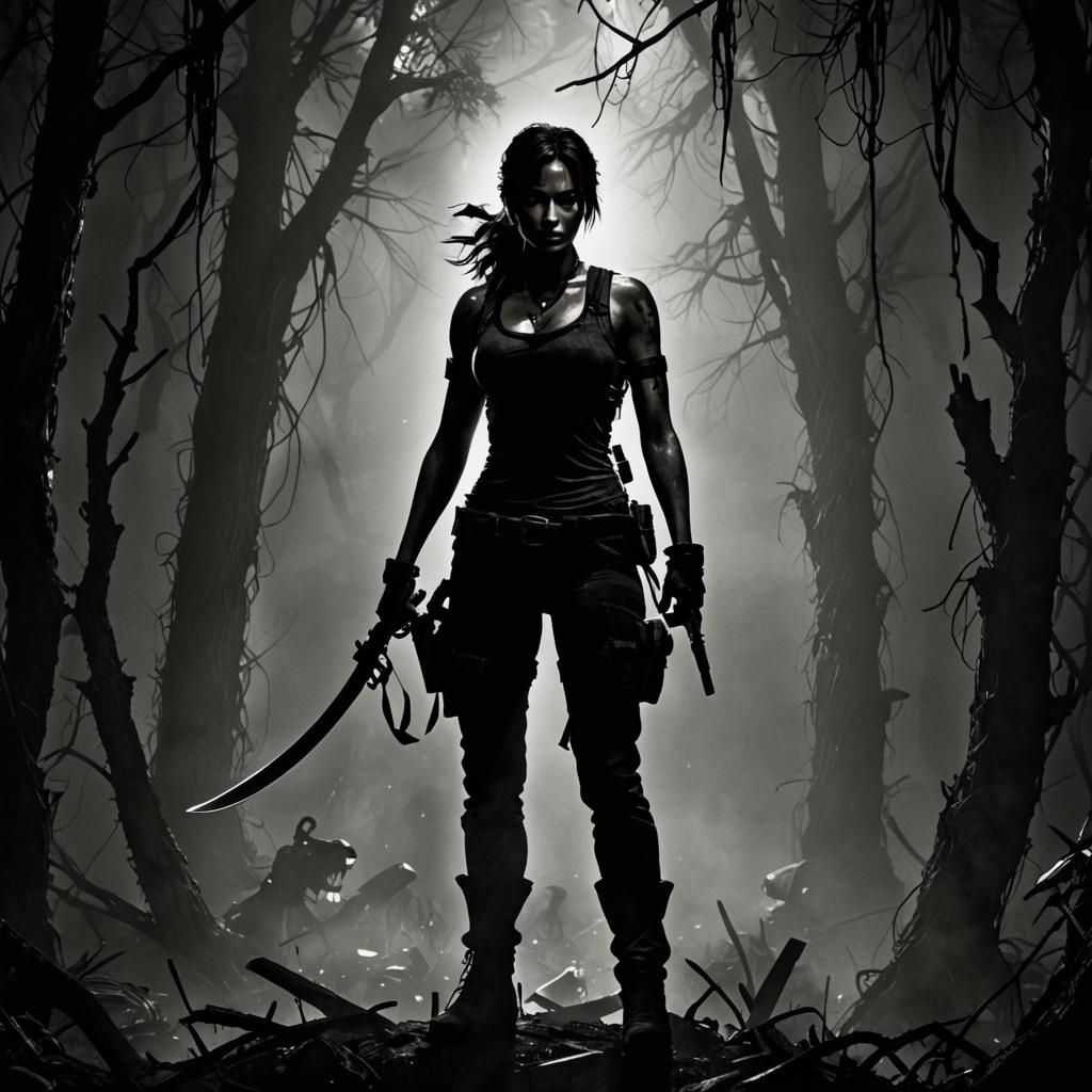 Sinister Lara Croft Silhouette as Puppet Master