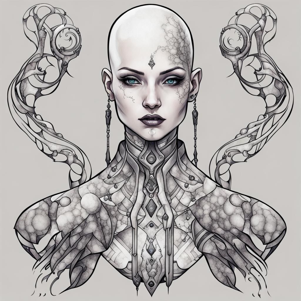 Sci-Fi Marble Skin Woman RPG Character