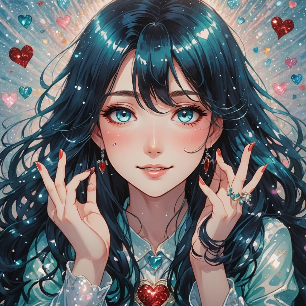 Anime Girl Portrait in Yoshitaka Amano Style