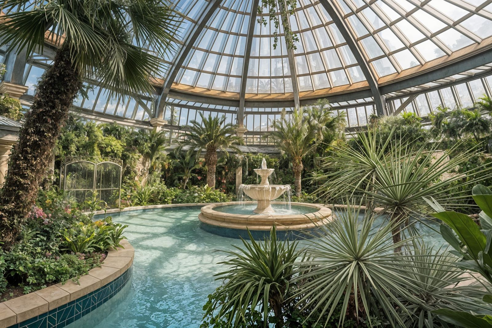 Lush Tropical Oasis in a Glass Conservatory