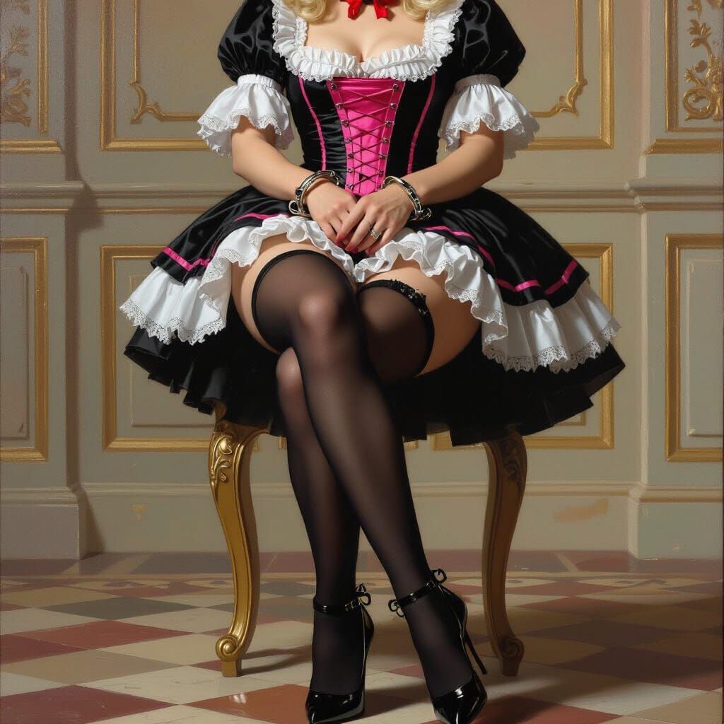 Baroque Portrait of a French Maid in Chateau