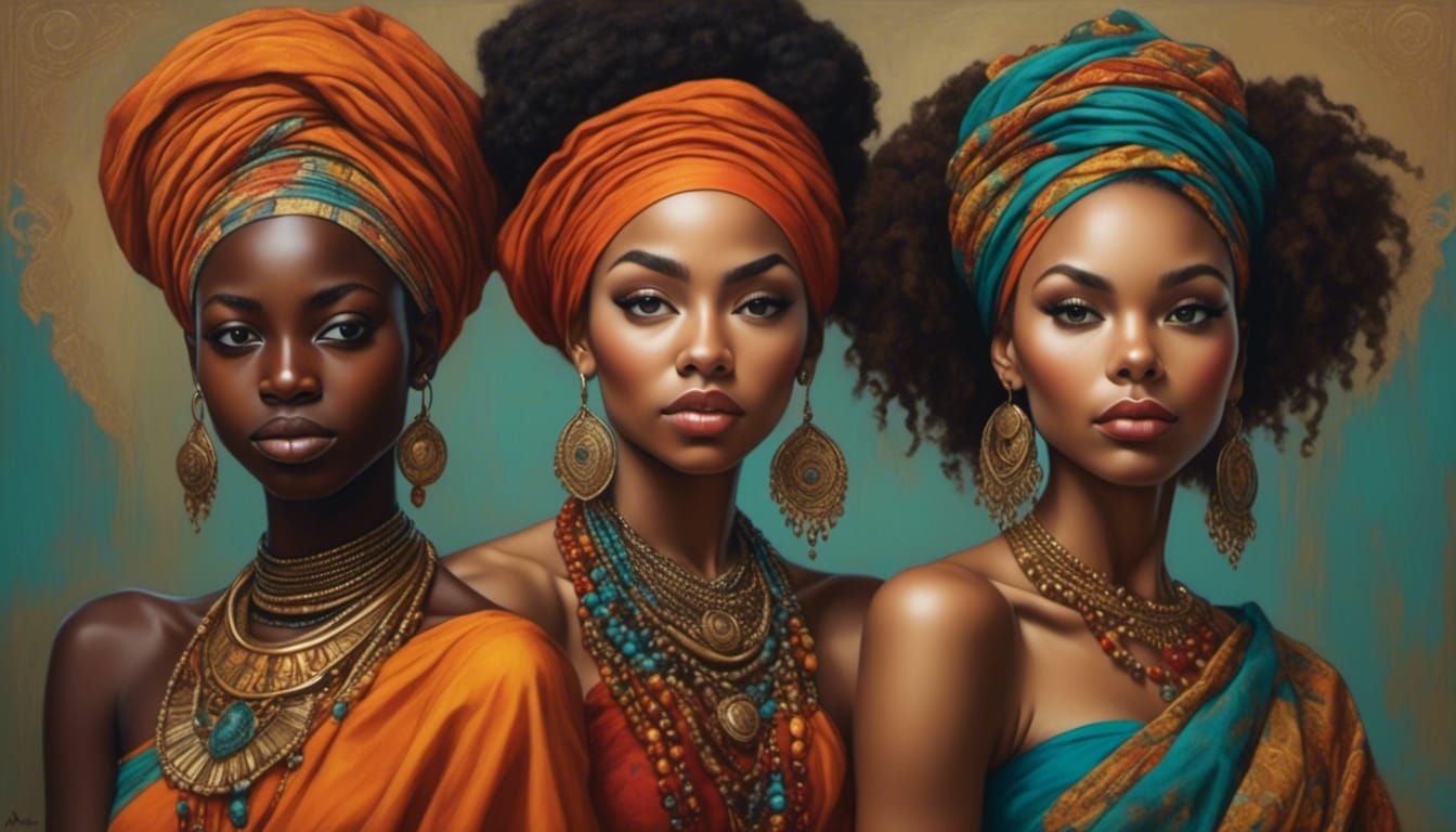 Radiant Melanin Queen: A Surreal Portrait in Warm Colors