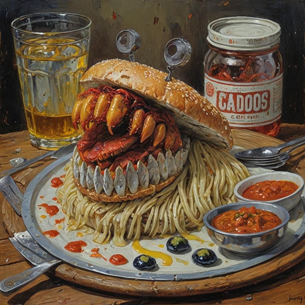 Surreal Meal: An Oil Painting Masterpiece
