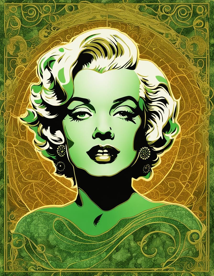 Marilyn Monroe Abstract Line Drawing in Retrofuturism Style