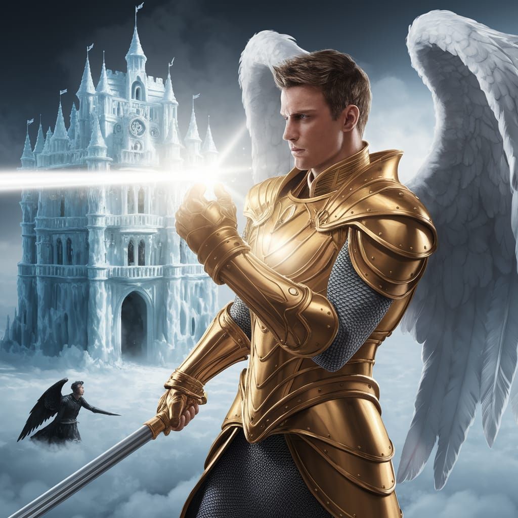 Golden Angel Warrior Defends Against Dark Forces