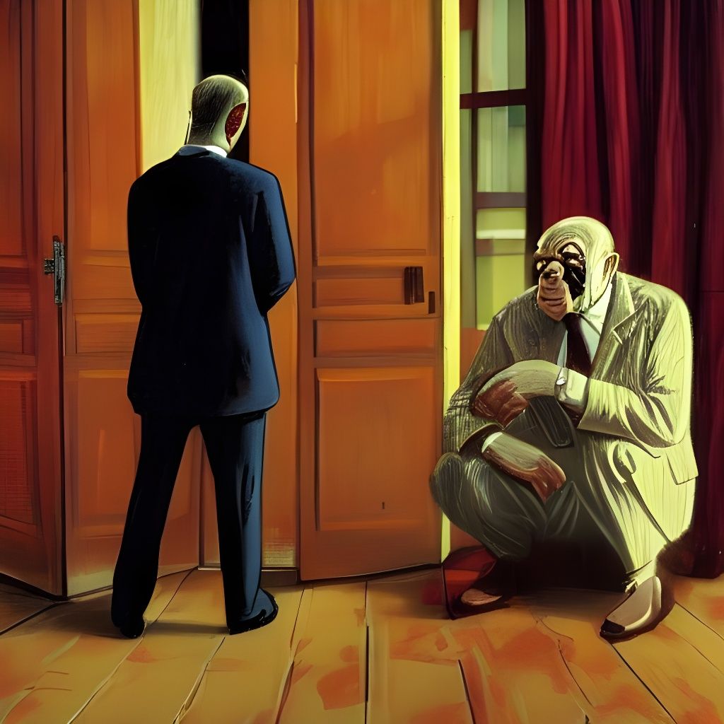 Indoor Salesman in Expressionist Comic Style