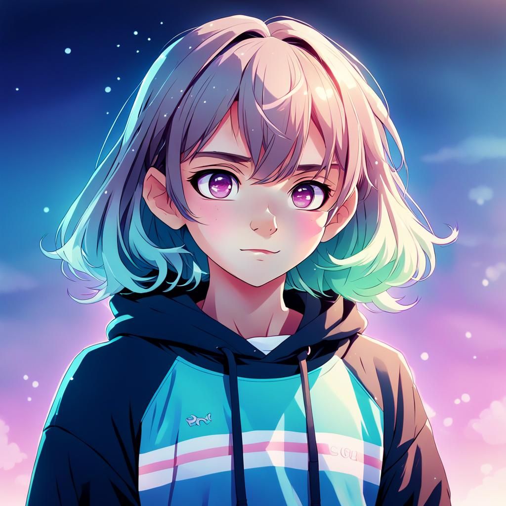 Cute Anime Crossdresser in Studio Trigger Style