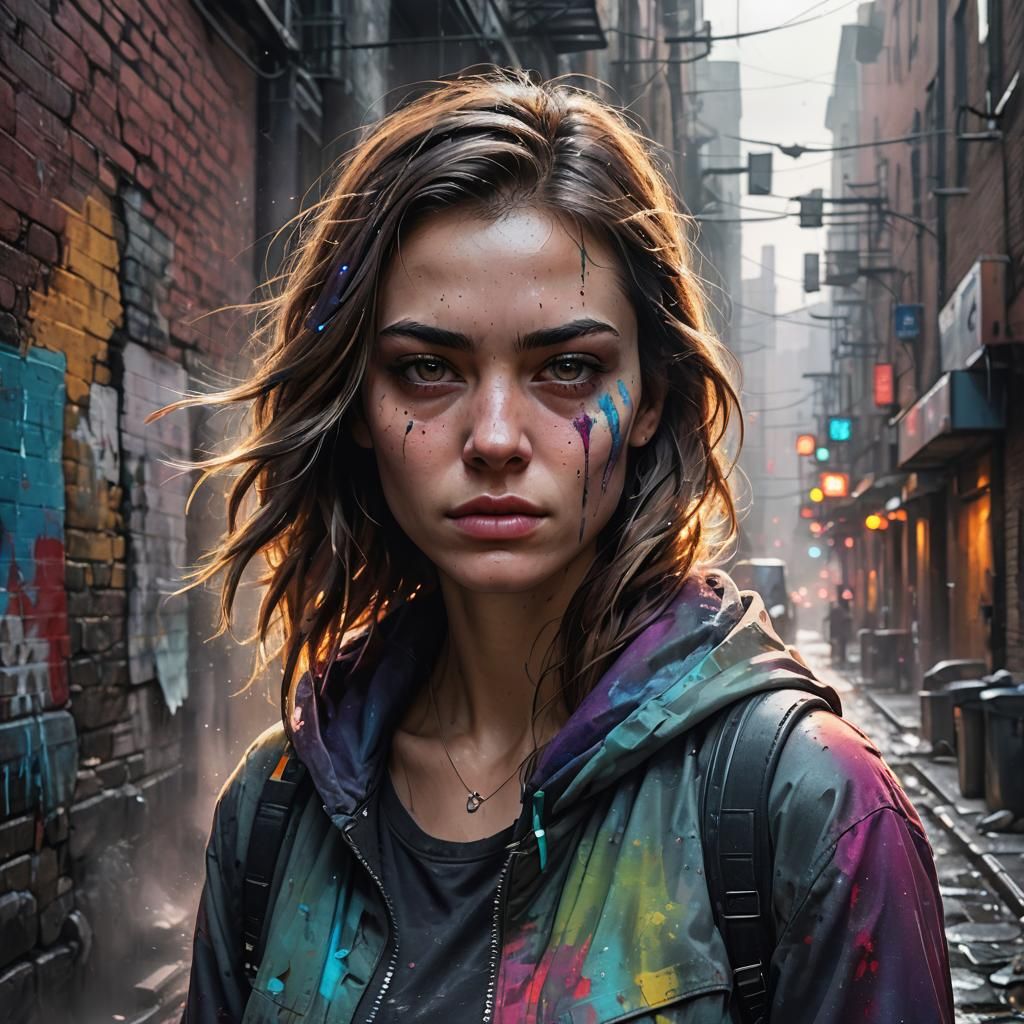 Street-Smart Woman Portrait in Hyper-Realistic Style