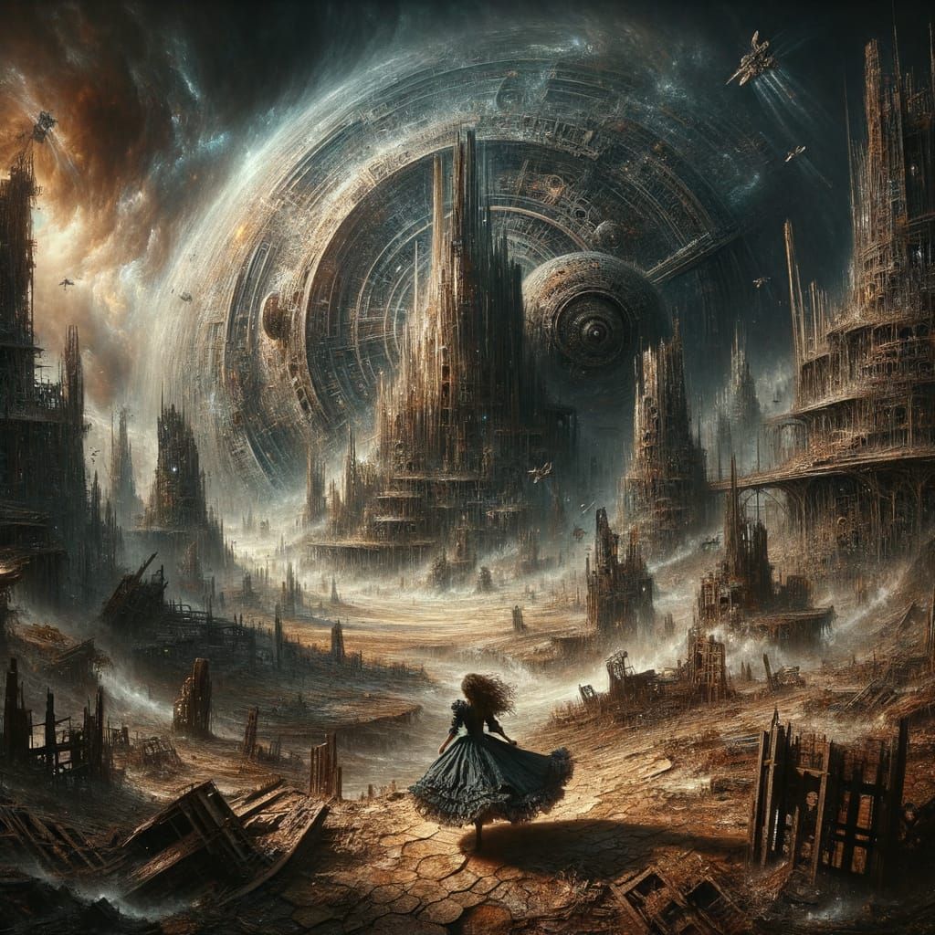 Dystopian Steampunk Tornado on Abandoned Planet