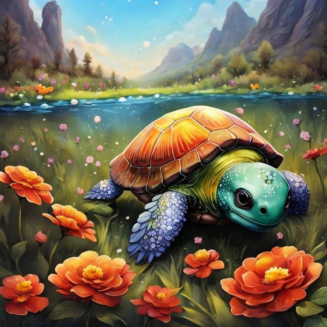 Cartoon Flowers and Singing Birds in Bloom