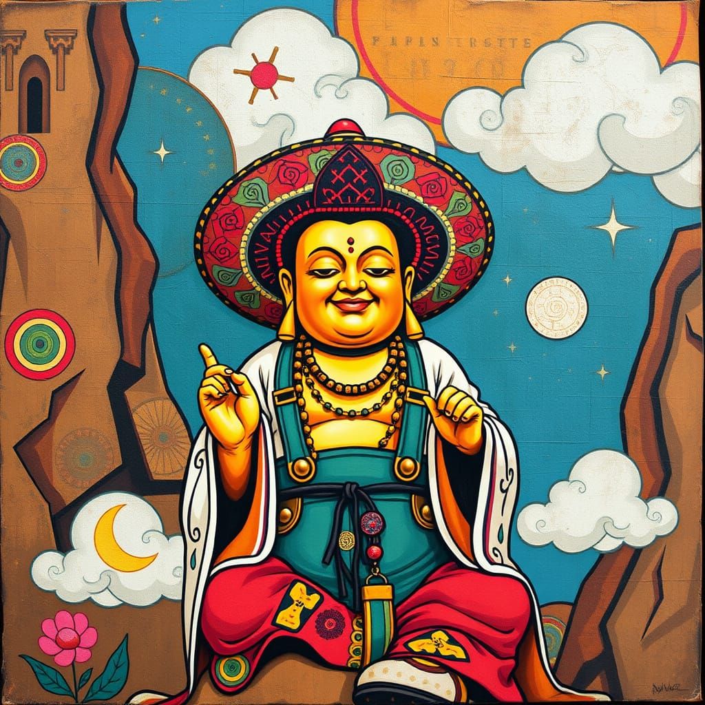 Buddha's Global Journey: Pop Art Fusion