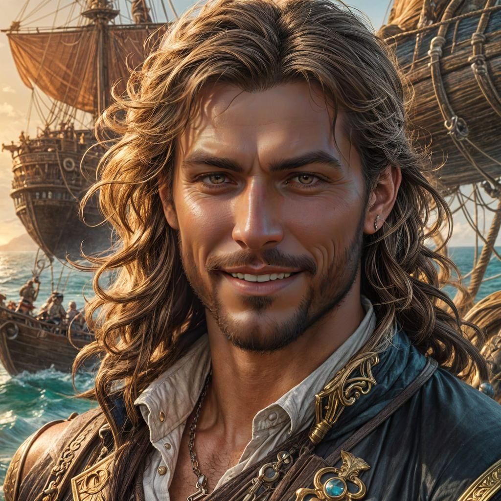 Epic Fantasy Pirate Portrait in Digital Painting Style